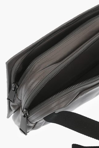 Braided Soft Leather ULTRALIGHT Bum Bag with Double Compartment