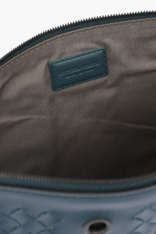 Braided Leather Pouch Bag Embellished with Eyelets