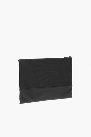 Braided Leather Canvas Pouch Bag
