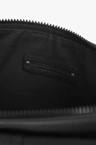 Braided Leather Canvas Pouch Bag
