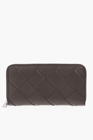 Braided Leather Wallet with Zip Fastening