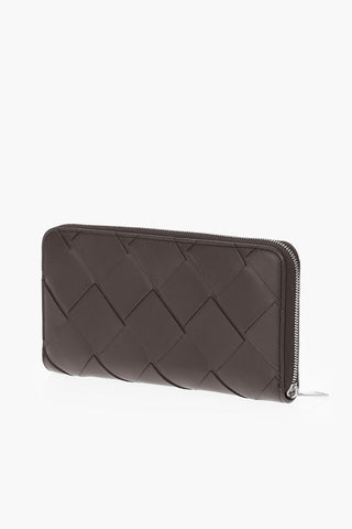 Braided Leather Wallet with Zip Fastening