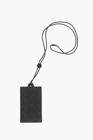 Adjustable Lanyard Woven Leather Card Holder