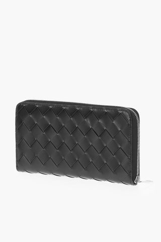 Portafoglio in Pelle Intrecciata con Zip
