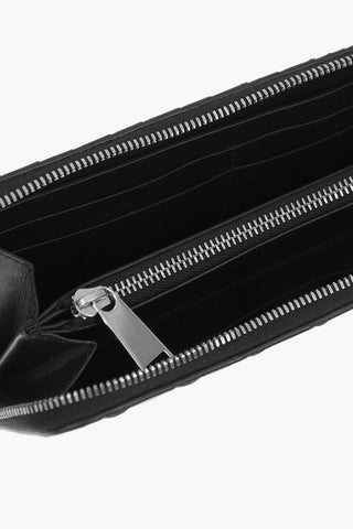 Portafoglio in Pelle Intrecciata con Zip