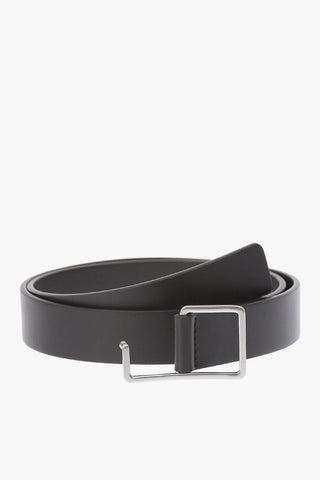 Asymmetric Buckle Leather Belt
