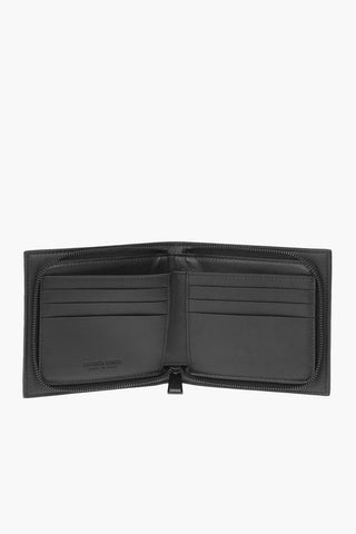 Braided Leather Wallet with Zip Fastening