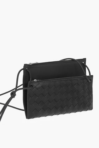 2-Compartment Woven Leather Clutch
