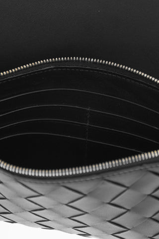 2-Compartment Woven Leather Clutch