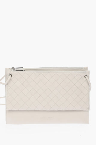 2-Compartment Woven Leather Clutch