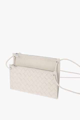 2-Compartment Woven Leather Clutch