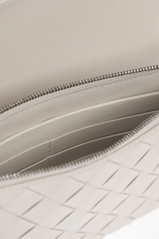 2-Compartment Woven Leather Clutch