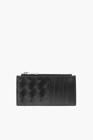 Portacarte in Pelle Intrecciata con Zip
