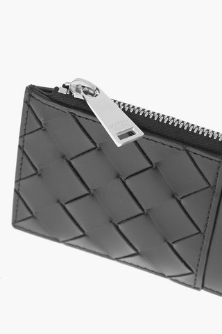 Portacarte in Pelle Intrecciata con Zip