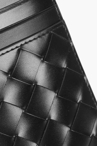 Portacarte in Pelle Intrecciata con Zip