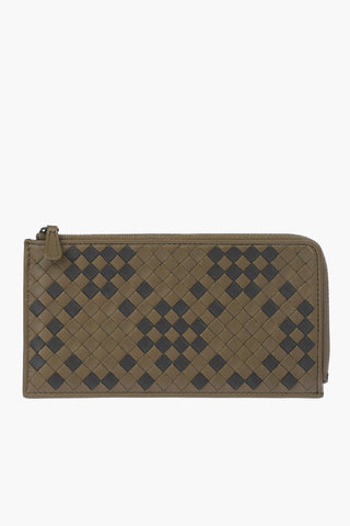 Two Tone Woven Leather Zipped Wallet