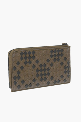 Two Tone Woven Leather Zipped Wallet