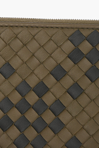 Two Tone Woven Leather Zipped Wallet