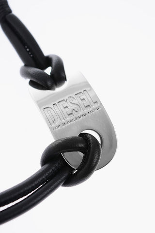 metal label leather A-SCREW double strap bracelet