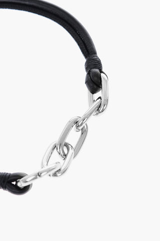 metal label leather A-SCREW double strap bracelet