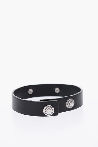 metal logo leather A-CLAP bracelet