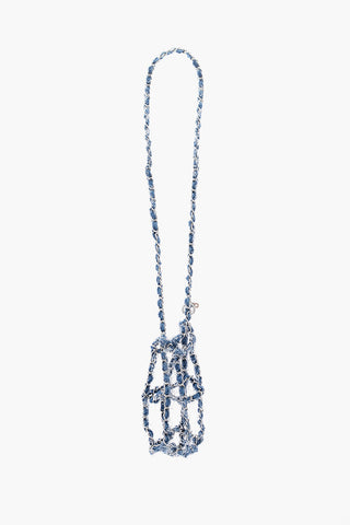 braided denim OLDBOYTE bottle holder with silver chain