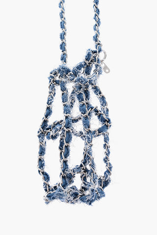 braided denim OLDBOYTE bottle holder with silver chain