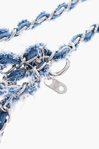 braided denim OLDBOYTE bottle holder with silver chain