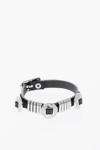 metal details leather A-BLOSSY bracelet