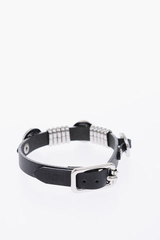 metal details leather A-BLOSSY bracelet