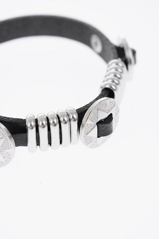 metal details leather A-BLOSSY bracelet