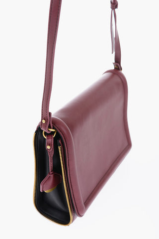 solid color leather YBYS M crossbody bag