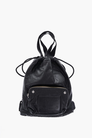 leather and fabric TROPHY drawstring bag