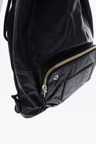 leather and fabric TROPHY drawstring bag