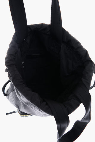 leather and fabric TROPHY drawstring bag