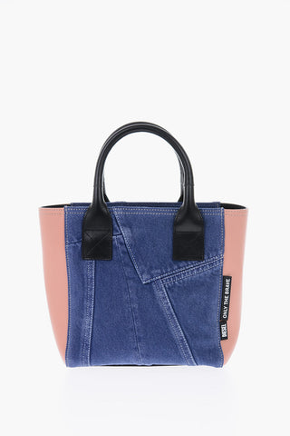 Denim CUBYE LEENA Mini Tote Bag with Leather Details