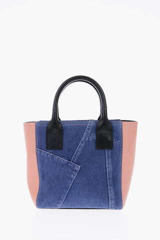 Denim CUBYE LEENA Mini Tote Bag with Leather Details
