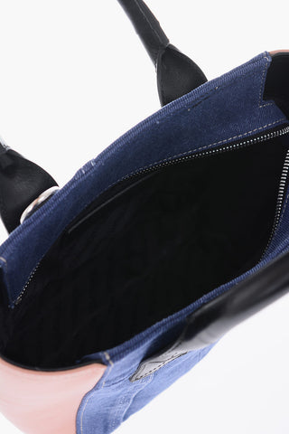 Denim CUBYE LEENA Mini Tote Bag with Leather Details