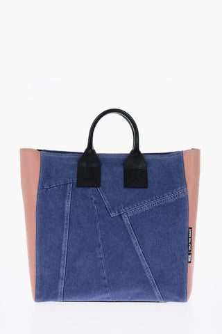 Denim CUBYE LEENA Tote Bag with Leather Details