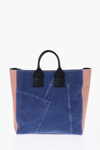 Denim CUBYE LEENA Tote Bag with Leather Details