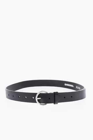 30mm Leather B-RING Belt with Round Buckle
