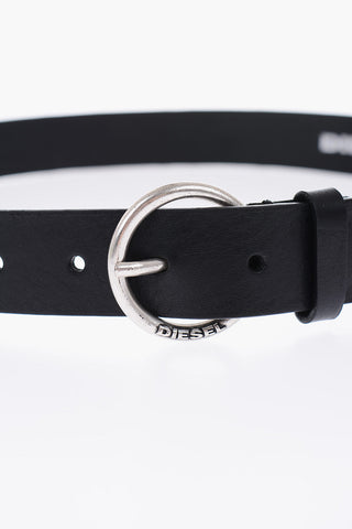 30mm Leather B-RING Belt with Round Buckle