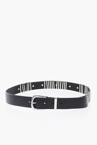 40mm Leather B-BURNY Belt with Silver Details