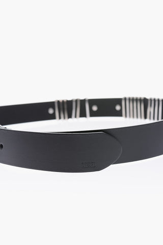 40mm Leather B-BURNY Belt with Silver Details