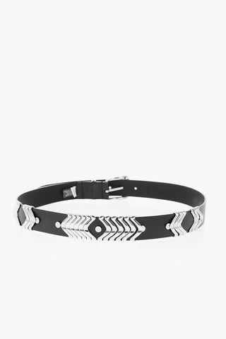 40mm Leather B-BURNY Belt with Silver Details