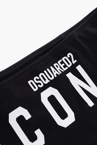 ICON logo printed stretch cotton slip