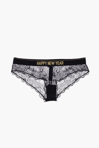 Slip in Pizzo Trasparente con Logo in Lurex
