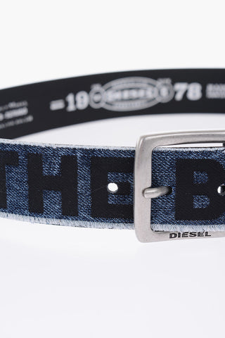 cintura B-SERUGO in pelle con dettaglio denim 40mm