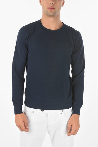 Crew Neck Hopsack Cotton Sweater