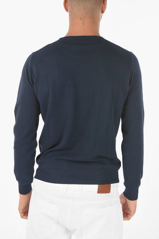 Crew Neck Hopsack Cotton Sweater